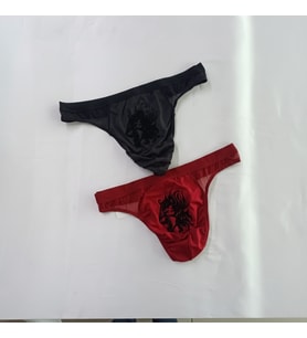 Erkek 2'li Paket Bordo-Siyah Renk String Külot BB2198