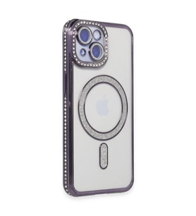 Apple İphone 13 Kılıf Joke Simli Magneticsafe Kılıf - Derin Mor