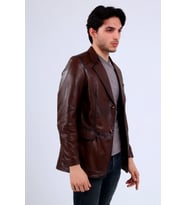 Erkek Blazer Hakiki Deri Ceket (Kahverengi)