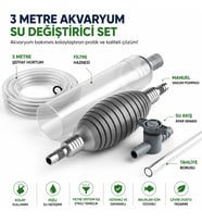 3 Metre Manuel Akvaryum Su Değiştirici Dip Süpürgesi Güçlü Vakumlu Kum Yıkayıcı Sifon Pompası Balık Tankı Temizlik Seti