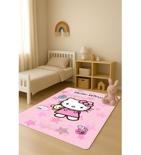 Parlak Kadife Kumaş Dijital Baskı Dot Kaymaz Tabanlı Çocuk ve Genç Odası Halısı H0597