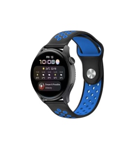 Watch 22Mm Spor Delikli Kordon - Siyah-Mavi