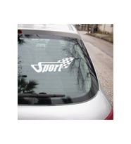 Finish Bayraklı Sport Yazısı Modifiye Araba Oto Sticker 20cm BEyaz