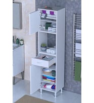 Eliusta Aria 2 Kapak 4 Raflı 45 cm Beyaz Dolap 45x173x32,5 cm Boyutlarında Çok Amaçlı Beyaz Dolap