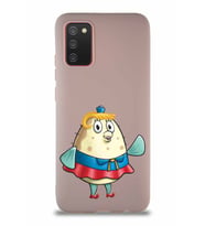 Samsung Galaxy A02S Soft Premier Kapak Bayan Puff Tasarımlı Silikon Kılıf - Pudra (Şeffaf)