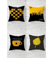 Kalpyaprak Coffee Desen Gizli Fermuarlı Kırlent Kılıfı Koltuk Yastık Kılıfı Takım(4adet) (Turuncu)