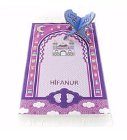 İsme Özel Çocuk Seccadesi Sahra Mor 82×45 cm 110 gr - Tesbih Hediyeli