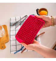 160 Mini Küp Kapasiteli Esnek Silikon Buzluk - Kolay Çıkartılabilir Buz Kalıbı (Kırmızı)