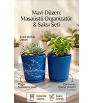 2’li Seramik Saksı (Kalemlik,Fırçalık,Masa Organizeri ) / Modern Dekoratif El Yapımı Tasarım