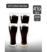 4'lü Meşrubat Bardağı Seti Çift Cidarlı Bira Bardağı 420 ml