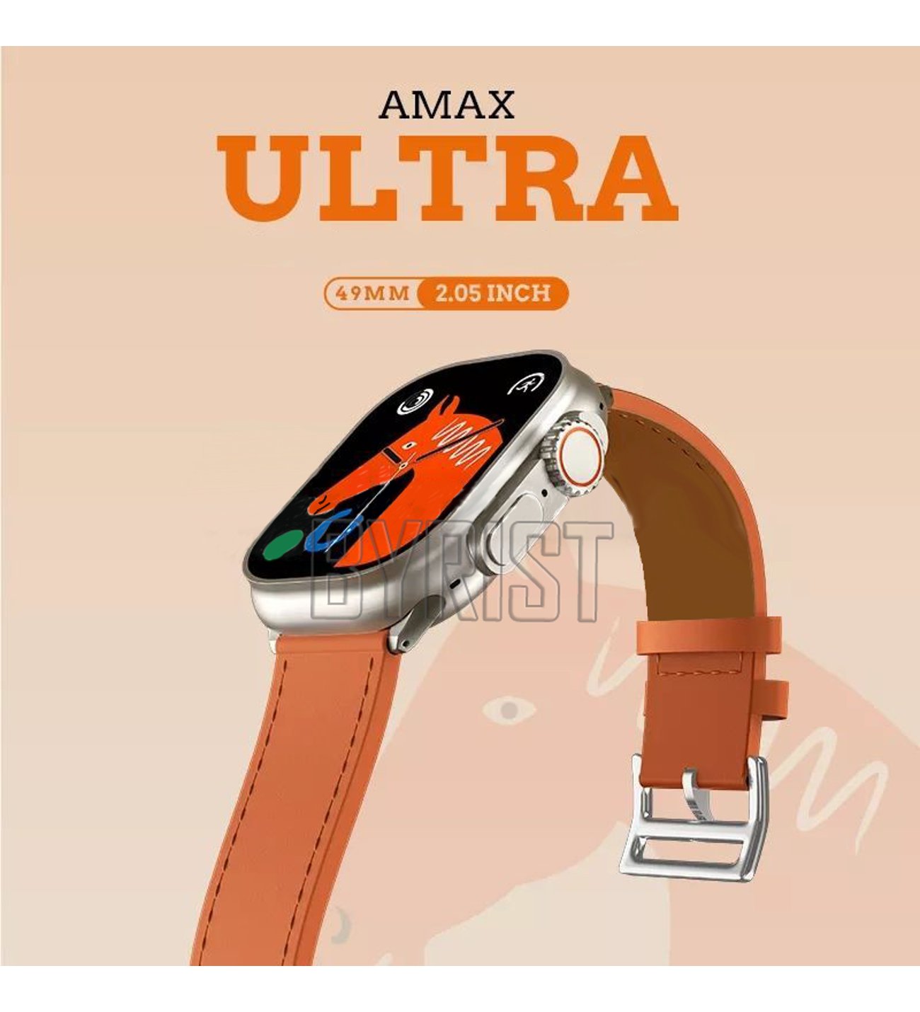 Watch 8 Ultra AMAX Hermes Edition Kordon Kilitli Vidalı GPS/NFC