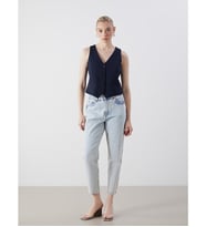 LCW Jeans İndigo Beli Lastikli Slouchy Fit Kadın Jean Pantolon