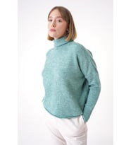Chuba Kadın Yumuşak Dokulu Oversize Balıkçı Yaka Triko Kazak Mint 25W3014 (Mint Yeşili)