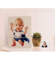 BK Gift Kişiye Özel Bebek Karikatürlü Otantik Masaüstü Ahşap Palet Çerçeve-3 (Beyaz)