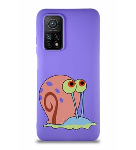 Xiaomi Mi 10T Pro Soft Premier Kapak Salyangoz Gary Tasarımlı Silikon Kılıf - Mor (Şeffaf)
