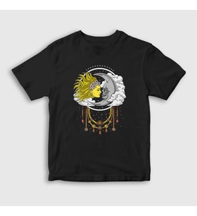 Presmono Unisex Çocuk Siyah Witchcraft Sun Moon Güneş Ay T-Shirt 415452tt