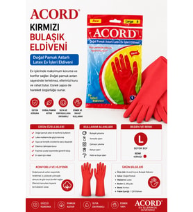 Acord Kırmızı Bulaşık Eldiveni L Beden