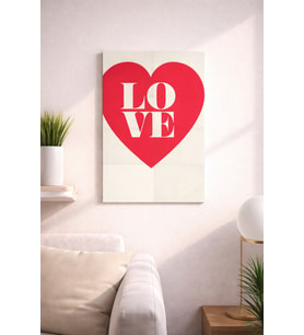 LOVE YAZILI KALP DETAYLI MDF TABLO (27X18)