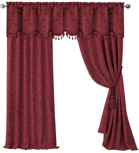 Lexroo Elrene Home Fashions Mia Jakarlı Kaydırmalı Karartma Pencere Perdesi, 52" x 95", Kırmızı