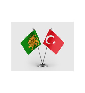 Safevi İmparatorluğu ve Türk Bayrağı İkili Saten Masa Bayrağı Takımı