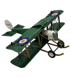 Vintage Metal Biplane Çift kanatlı Dekoratif Uçak Modeli - ASQMS Koleksiyon Serisi