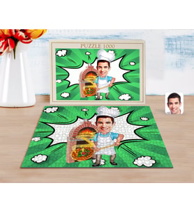 BK Gift Kişiye Özel Erkek Kebapçı Karikatürlü 1000 Parça Profesyonel Puzzle-1