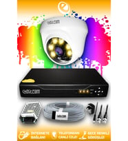 ELITCAM 1 Kameralı Dome 1 İç Kamera Set HDD'siz Full HD Renkli Gece Görüşlü Güvenlik Kamerası Sistemi