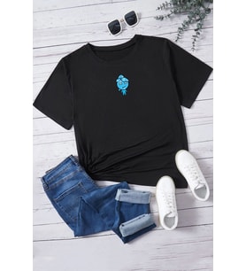 Unisex Su Avatar Baskılı T-shirt (Siyah)