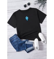 Unisex Su Avatar Baskılı T-shirt (Siyah)