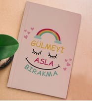 BK Gift Hayat Mottosu Tasarımlı Sert Kapaklı Pudra Pembesi Defter, Arkadaşa Hediye, Yeni İş Hediyesi, Doğum Günü Hediyesi, Anı Defteri (Model 1)