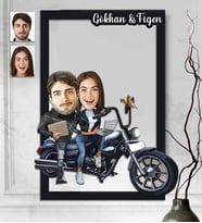 Kişiye Özel 3D  Ahşap Tablo Motorcu Sevgili 30x40 -4