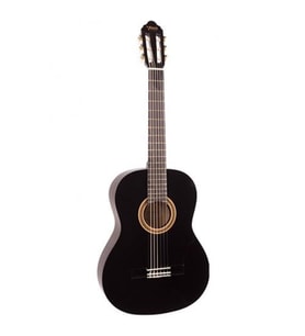 Valencia VC103TBK 3/4 Klasik Gitar - Siyah (Başlangıç Seviyesi)  Sap Ayar Çeliği (Truss Rod), Şık Parlak Siyah Kaplama, Ortaokul Çağına Uygun Skala Uzunluğu ve Yüksek Dayanıklılık