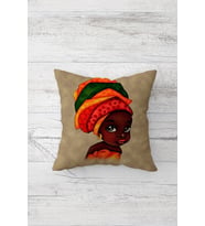 Afrikalı Çocuk Desenli Çift Tarafı Baskı Gizli Fermuarlı Yastık Kılıfı Kırlent Koltuk Yastık Kılıfı (Bej)