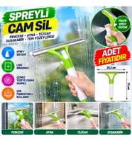 Pratik Spreyli Cam Sil Pencere Ayna Tezgah Duşakabin Temizleyici Püskürtmeli Silme Aparatı (adet fiyatıdır)