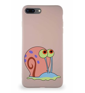 Apple iPhone 7 Plus Soft Premier Kapak Salyangoz Gary Tasarımlı Silikon Kılıf - Pudra (Şeffaf)