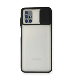 Samsung Galaxy M51 Kılıf Palm Buzlu Kamera Sürgülü Silikon - Siyah