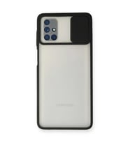 Samsung Galaxy M51 Kılıf Palm Buzlu Kamera Sürgülü Silikon - Siyah