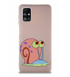 Samsung Galaxy M51 Soft Premier Kapak Salyangoz Gary Tasarımlı Silikon Kılıf - Pudra (Şeffaf)
