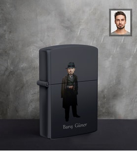 Kişiye Özel Babalar Günü Godfather Baba Karikatürlü UV Siyah Benzinli Çakmak Model-5-2