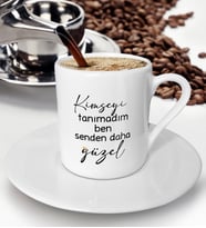 BK Gift Kimseyi Tanımadım Ben Tasarımlı Türk Kahvesi Fincanı-3, Arkadaşa Hediye , Doğum Günü Hediyesi