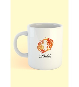 Balık Burcu Baskılı Kahve Kupası