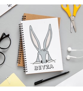 Bugs Bunny Tasarımlı  Defter Kişiye Özel