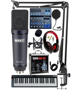 Stüdyo Ekipmanları Midi Live Paket-5 Ses Kartlı Mikser Midi Klavye CX2 Mikrofon Kulaklık