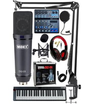 Stüdyo Ekipmanları Midi Live Paket-5 Ses Kartlı Mikser Midi Klavye CX2 Mikrofon Kulaklık