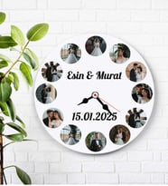 İsimli Tarihli 12 Fotoğraflı Kişiye Özel Duvar Saati