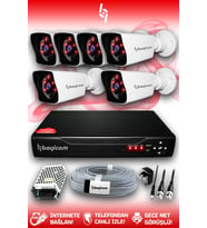 BAYICAM 6 Kameralı Kare 6 Dış Kamera Set HDD'siz Full HD Gece Görüşlü Güvenlik Kamerası Sistemi