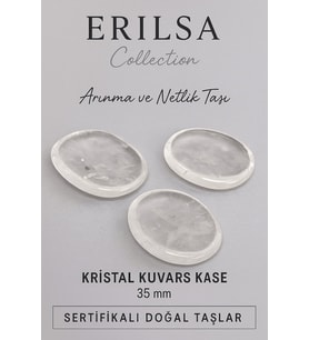 Sertifikalı Kristal Kuvars Doğal Taş Kase Kütle - 35 mm Arınma ve Netlik Taşı (Çok Renkli)