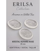 Sertifikalı Kristal Kuvars Doğal Taş Kase Kütle - 35 mm Arınma ve Netlik Taşı (Çok Renkli)