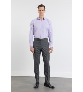 Siyah-Füme Yan Cep Kazayağı Desen Slim Fit Esnek Classic Pantolon 1003255174