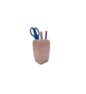 KALEMLİK ÇİÇEKLİ PEMBE MODEL SERAMİK OFİS GERECİ  7X7X12CM